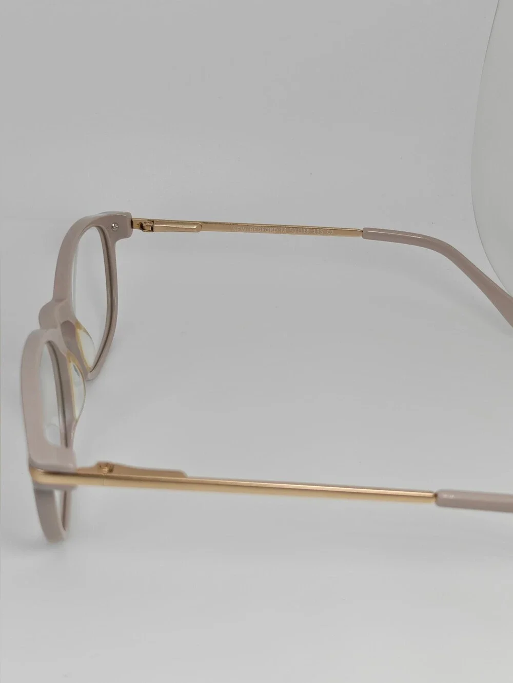 New Bedford. Nude. Women's Neutral Beige Gold Round Frame Glasses.